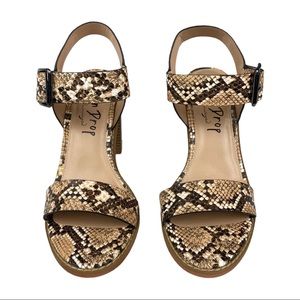 NWT Lemondrop Snakeskin Ankle Buckle Heels